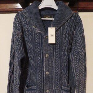 Polo Ralph Lauren Men's Double RL Aran-Knit Vintage Cotton Cardigan